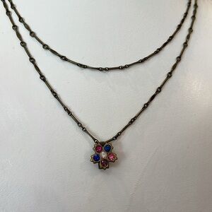 SWEET ROMANCE USA NECKLACE 31” rhinestone flower